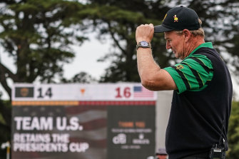 Ernie Els and the Internationals couldn't hold off the US at Royal Melbourne on Sunday.