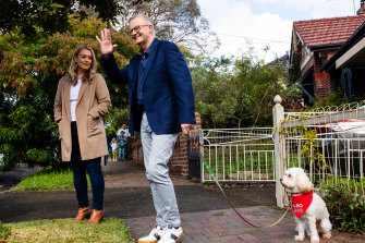 Prime minister-elect Anthony Albanese, with partner Jodie Haydon and dog Toto, will likely have to fill two vacancies on his frontbench with Kristina Keneally and Terri Butler poised to lose their seats.