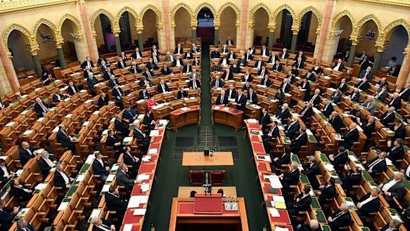 Hungarian Prime Minister Viktor Orban, centre right, has reached for more power during the coronavirus outbreak.