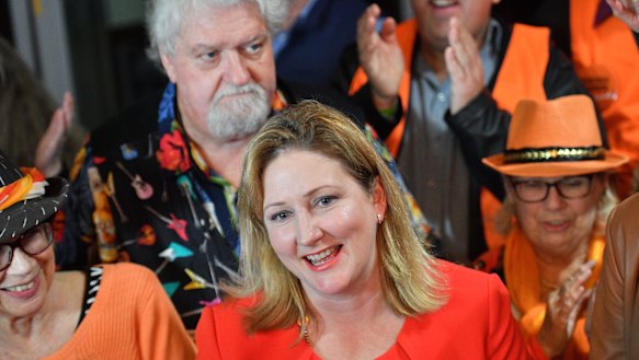 Centre Alliance candidate for Mayo, Rebekha Sharkie, at the Mt Barker Wallis theatre in Adelaide on Saturday.
