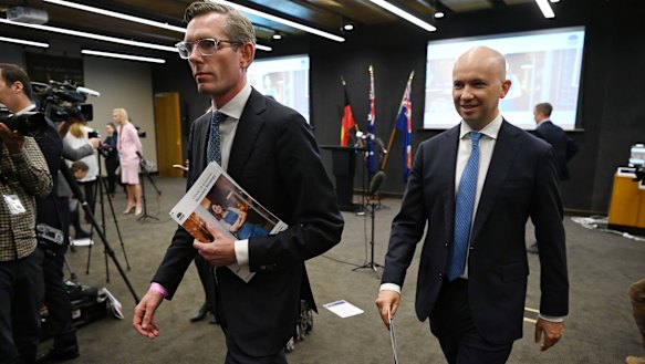 On the move: Premier Dominic Perrottet and Treasurer Matt Kean after unveiling a recovery plan for the NSW economy.
