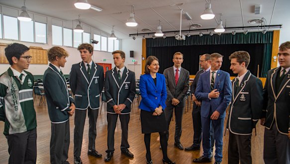 Premier Gladys Berejiklian with students from Randwick Boys' High earlier this year.