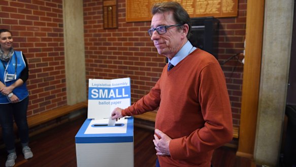 Independent Dr Joe McGirr casts his vote.