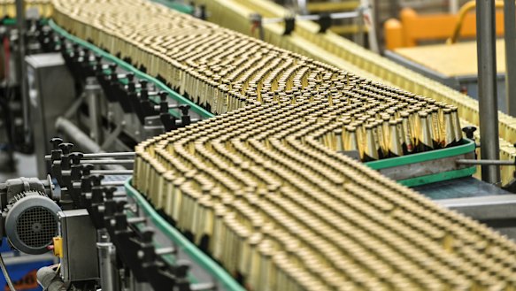 A production line at CUB Carlton & United Breweries.