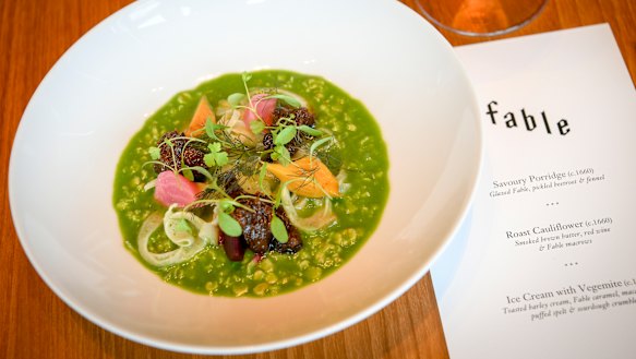 Dinner's chefs prepared a version of Heston Blumenthal's snail porridge using Fable in place of snails. 