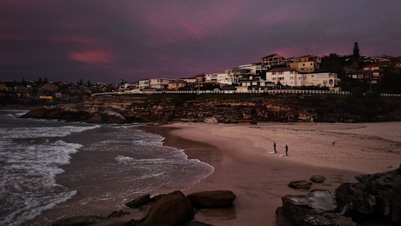 Surfers and swimmers have been climbing and squeezing around barriers to use Tamarama Beach at dawn.