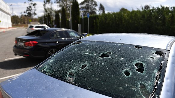 A hail-damaged car in Canberra on Monday this week.