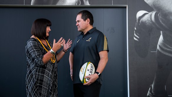 Happier days: former RA boss Raelene Castle and Dave Rennie at the coach's unveiling in January. 