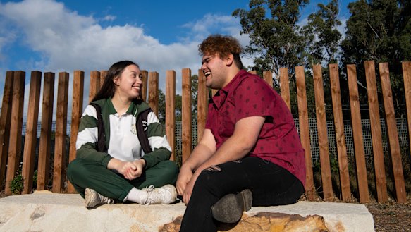 Hamani Tanginoa with school friend Tiara Nyuzo, left.  