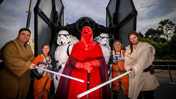 Star Wars fans in costume as the last movie in the franchise is released.