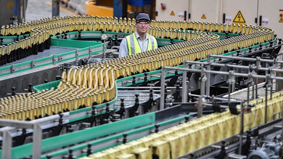 The Abbotsford brewery produces more than 2 million bottles of beer a day.