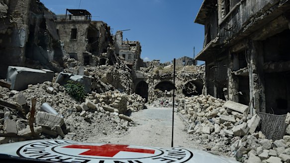 Destruction in the ancient city of Aleppo ...  egregious breaches of the the the Geneva Conventions persist in countries such as Syria, Yemen and South Sudan, but Monday marks 70 years of the rules of war saving lives.
