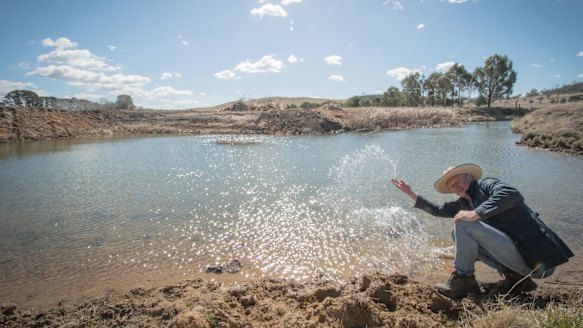 A new dam at Jillamatong, dug just two weeks ago, immediately started to fill up with groundwater.