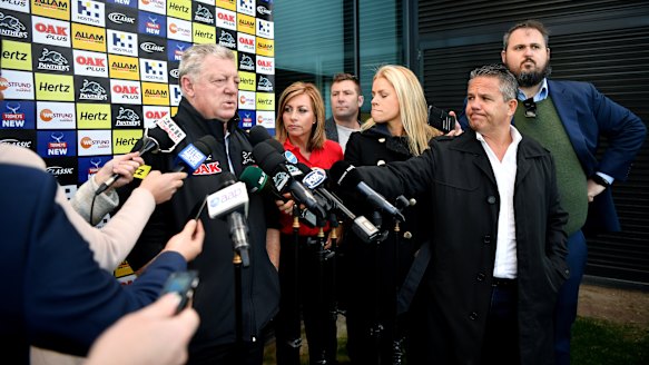 King of the jungle: Panthers supremo Phil Gould speaks to reporters in Penrith on Tuesday.