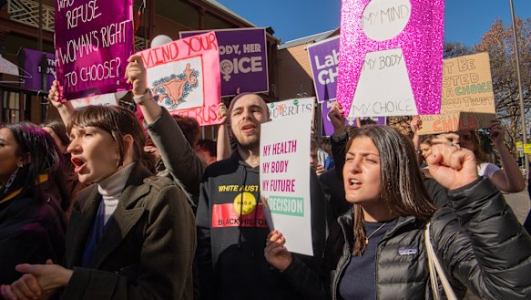 A rally outside NSW Parliament during the debate. 