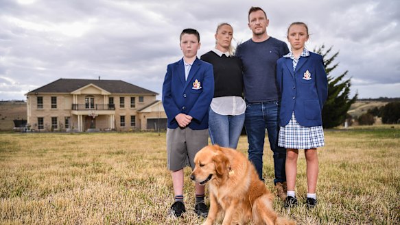 Sabrina Withers with husband Steve, son Tate (9) and her daughter Sienna (13) outside their Keilor home. 