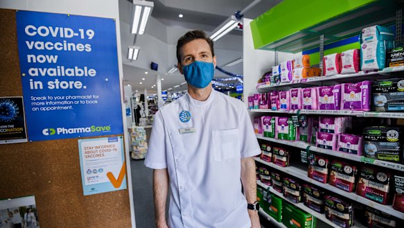 Darren Pountney is a pharmacist who isn’t offering booster shots due to insufficient Commonwealth funding.