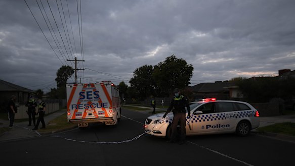 Police at the scene of a police shooting at Gladstone Park on Thursday evening.