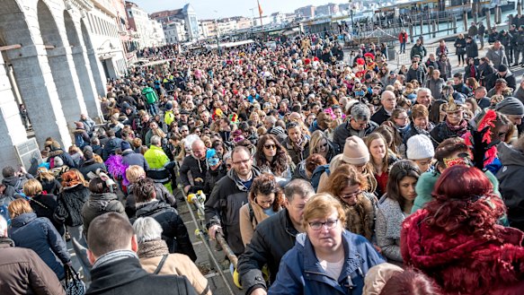 Tourists in Venice in February. 