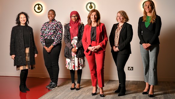 From left: Zac Hatzantonis, Avionne Prentice, Aadeeba Mau, Dorothy Hisgrove, Laura Yuile and Lara Jobling show the diversity of the PwC 'no-dress code' dress code.