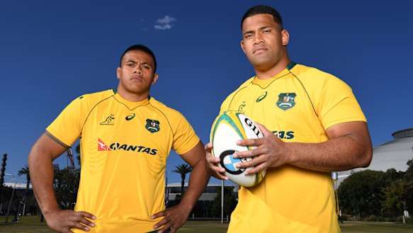 Wallabies and Brumbies props Allan Alaalatoa and Scott Sio ahead of the Bledisloe Cup opener in Sydney last year.