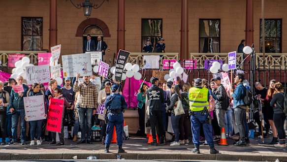 Rival rallies outside NSW Parliament as the abortion bill is debated.