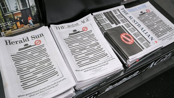 Newspaper front pages across all major media outlets on the first day of the press freedom campaign last year.