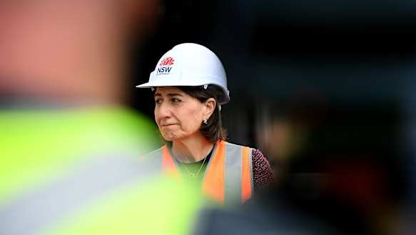 Gladys Berejiklian inspecting the M4 WestConnex tunnel today.