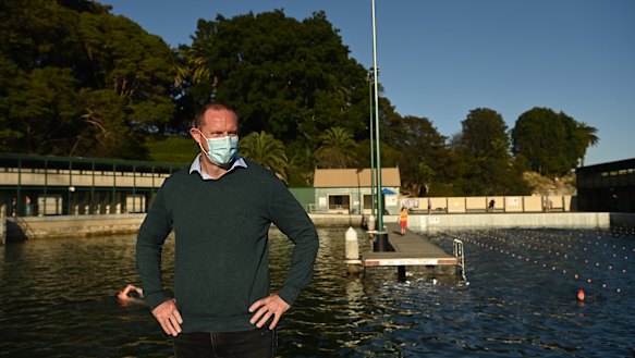 Former Inner West mayor Darcy Byrne at Dawn Fraser Baths in September.