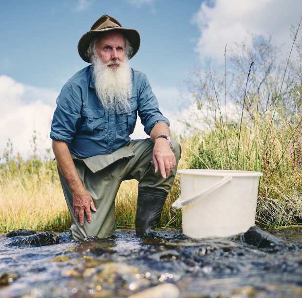 Freshwater fish researcher Mark Lintermans, a lover of the small, endangered and relatively unknown, at Tantangara Creek.