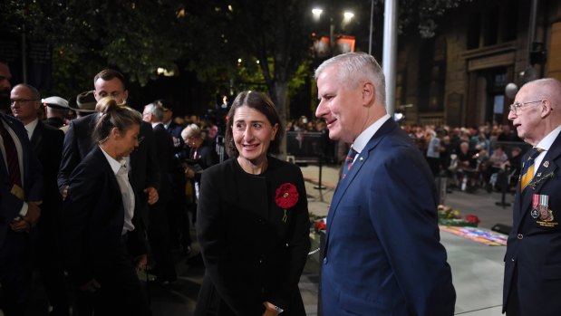 Deputy Prime Minister Michael McCormack and NSW Premier Gladys Berejiklian at the dawn service.