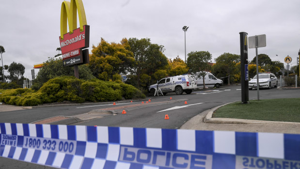 Officers took cover inside this McDonald's restaurant in Sunbury.