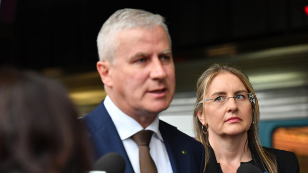 Deputy PM Michael McCormack and Victorian Minister for Public Transport Jacinta Allan make an announcement regarding the Inland Rail in March this year.