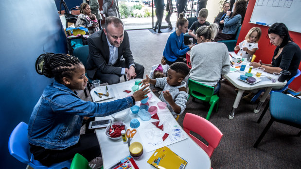 Chief Minister Andrew Barr at Friday's launch of The Smith Family Christmas Appeal which will help support children in their schooling needs.