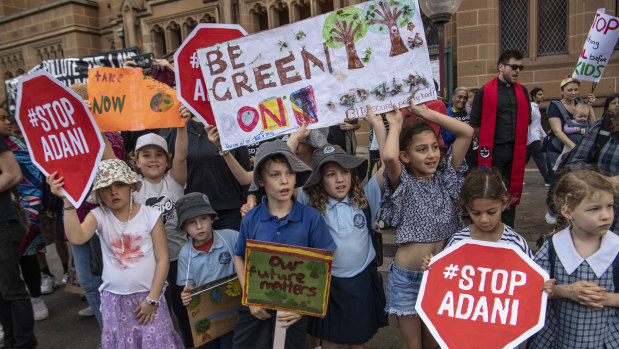 Workers and school students Strike for the Climate in Sydney on Friday.