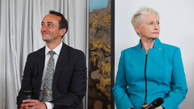 Different ballgame: Liberal candidate Dave Sharma and independent MP Kerryn Phelps.