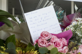 A message of support at Newport Mosque for Christchurch massacre victims.