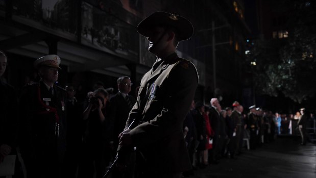 A soldier at the Martin Place dawn service.