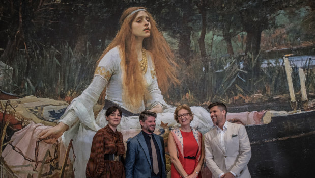 Singer Sarah Blasko, National Gallery of Australia director Nick Mitzevich, director of national and international partnerships at the Tate Judith Nesbitt and television presenter Osher Gunsberg at the NGA. 