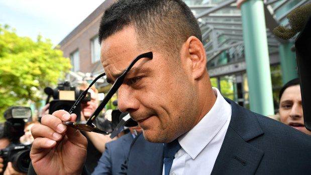 Silent: Hayne leaves Burwood Local Court without uttering a word.