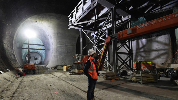 One of the station caverns for the City and Southwest metro rail line between Chatswood and Bankstown.