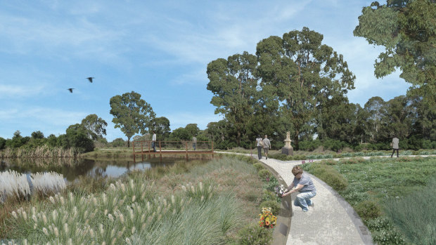 An artist's impression of the cemetery proposed for Varroville, near Campbelltown. 