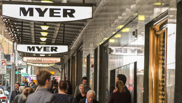 Myer's results were hit by asset write downs and falling sales. 