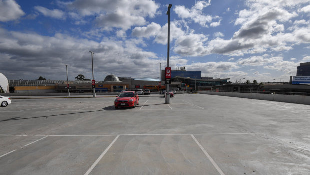 An empty Chadstone Shopping Centre car park in late March.