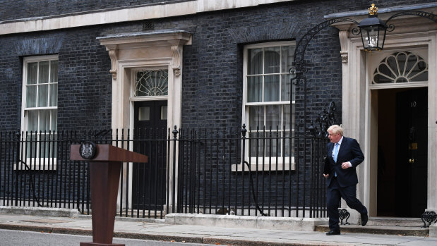 "I don't want an election. You don't want an election" ... British PM Boris Johnson outside 10 Downing Street.