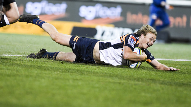 Top form: Joe Powell was impressive for the Brumbies against the Sharks on Saturday,  and will get another chance to boost his Wallabies credentials  this weekend.