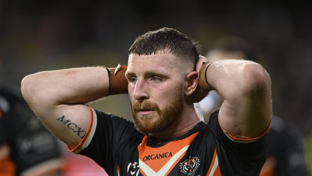 Wests Tigers’ Jackson Hastings comes to terms with the after-the-siren loss to the Cowwboys.