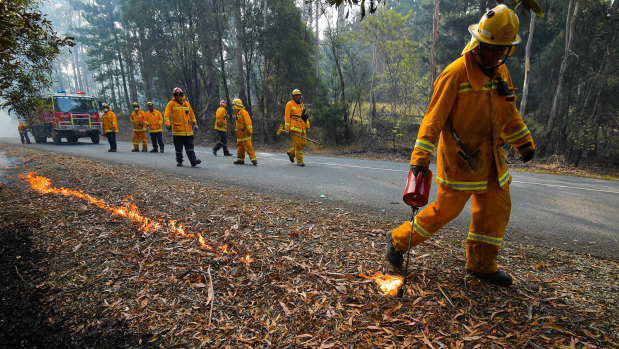 Fire crews carrying out controlled burning near Corryong on January 7.