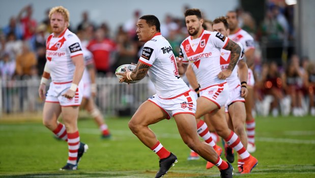Middle man: Tyson Frizell in action during the Charity Shield for the Dragons.