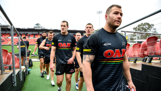 Old mates: Trent Merrin in his days with Penrith.